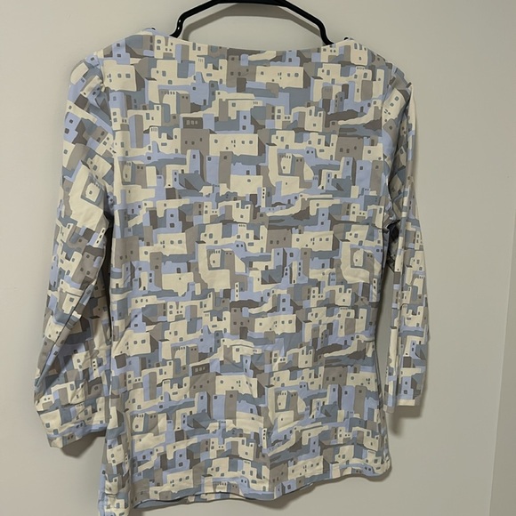 J. McLaughlin Light Blue/Gray Abstract Villa Wavesong Catalina Cloth Top Sz XS - Picture 3 of 3